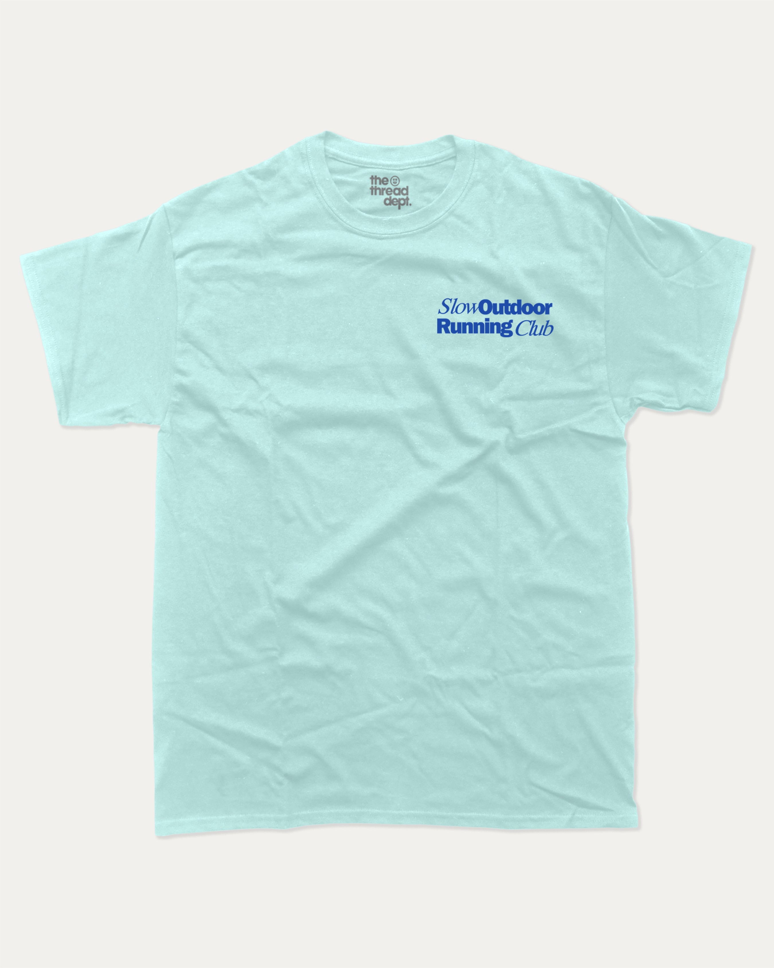 Slow Outdoor Running Club graphic t-shirt, Runners Graphic T shirt, Sporty Graphic T shirt,  A must-have funny tee, trending meme shirt, unique gift idea. Celadon.