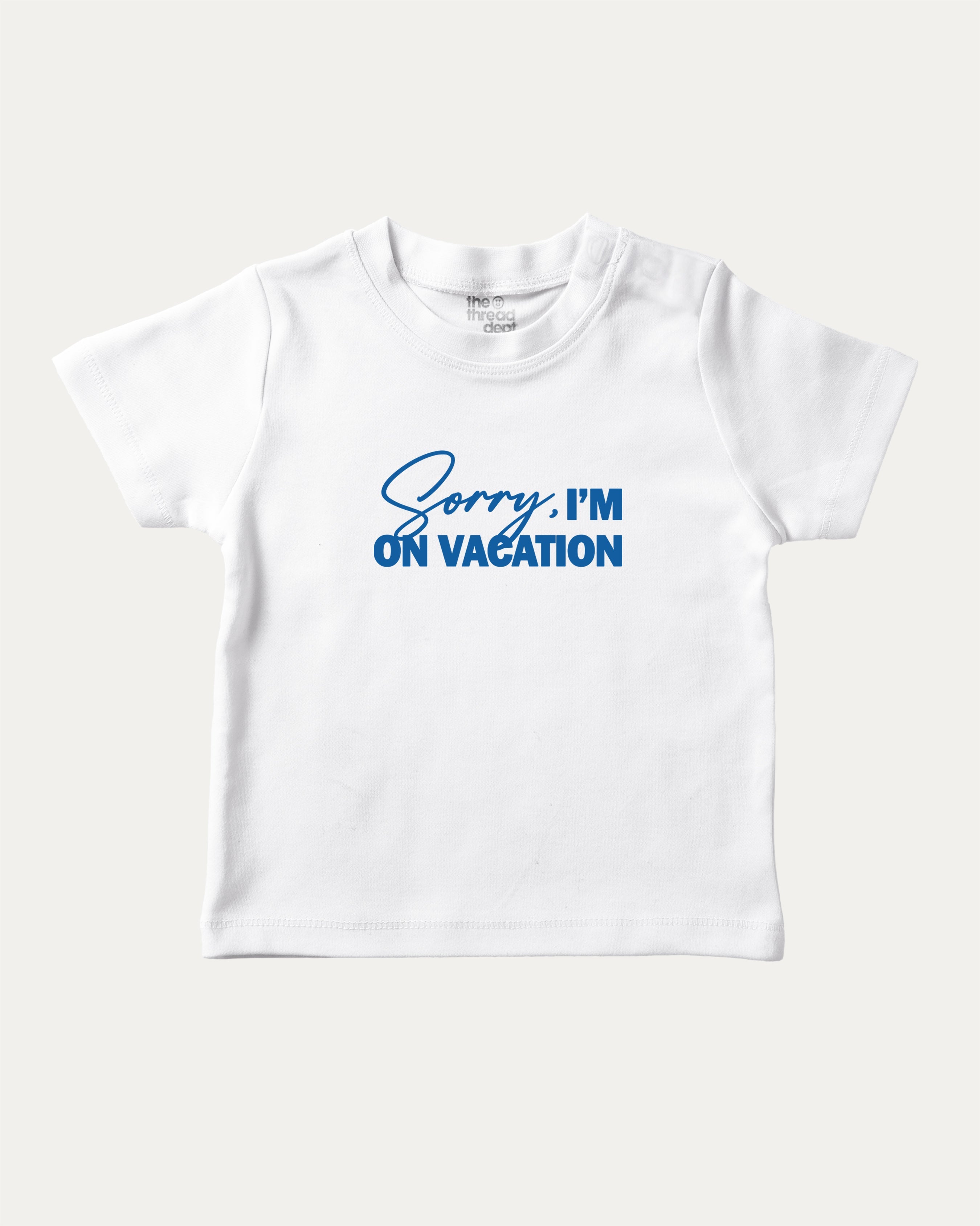 Sorry I'm on my vacation graphic tee with bold and humorous print, Retro Inspired Graphic T shirt, Vintage Inspired Graphic T shirt, Y2k Retro Graphic  T shirt. funny and trendy graphic. Perfect for adults and gift-giving. White shirt.
