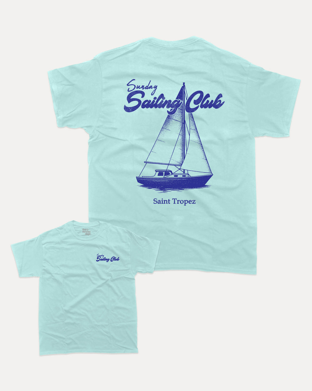 Sunday Sailing Club graphic tee with bold and humorous print, Retro Inspired Graphic T shirt, Vintage Inspired Graphic T shirt, Sailing Graphic Tee, Yacht Graphic Tee, funny and trendy graphic. Perfect for adults and gift-giving. Celadon shirt.