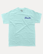 Sunday Sailing Club graphic tee with bold and humorous print, Retro Inspired Graphic T shirt, Vintage Inspired Graphic T shirt, Sailing Graphic Tee, Yacht Graphic Tee, funny and trendy graphic. Perfect for adults and gift-giving. Celadon shirt.