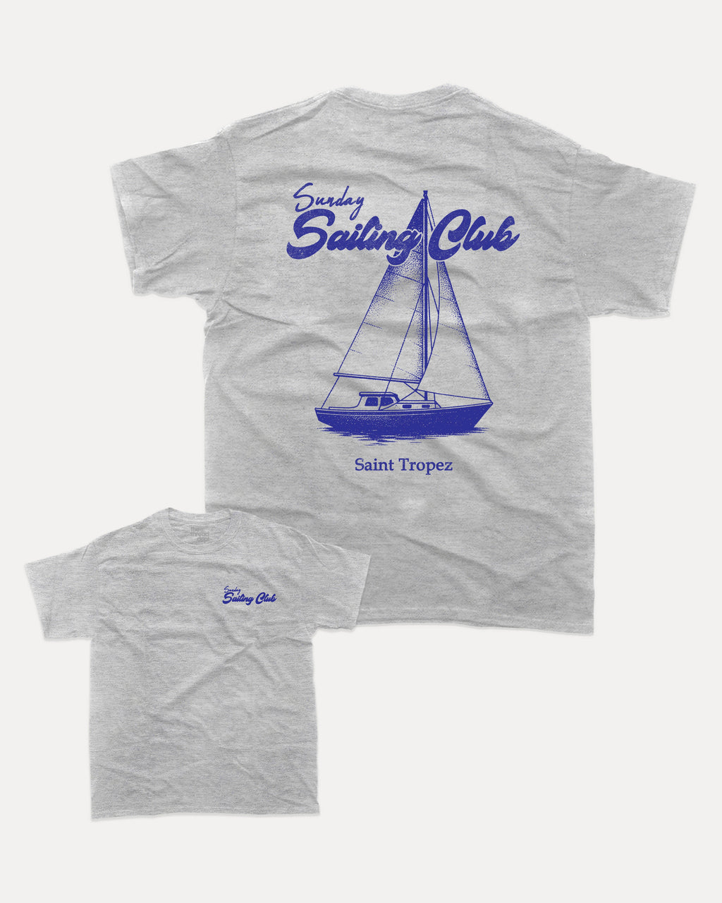Sunday Sailing Club graphic tee with bold and humorous print, Retro Inspired Graphic T shirt, Vintage Inspired Graphic T shirt, Sailing Graphic Tee, Yacht Graphic Tee, funny and trendy graphic. Perfect for adults and gift-giving. Heather Grey shirt.