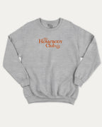 The Homebody Club graphic sweatshirt with bold and humorous print, warm and cozy graphic for everyday wear. Perfect for adults and gift-giving. Heather Grey pullover.