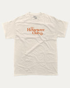 The Homebody Club graphic tee with bold and humorous print, funny and trendy graphic. Vintage Inspired Graphic t shirt, Retro Inspired Graphic T shirt,  Perfect for adults and gift-giving. Cream shirt.