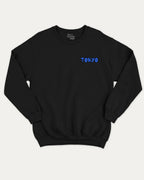 Tokyo graphic sweatshirt with street mood tokyo graphic, warm and cozy graphic for everyday wear. Perfect for adults and gift-giving. Black pullover.