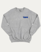 Tokyo graphic sweatshirt with street mood tokyo graphic, warm and cozy graphic for everyday wear. Perfect for adults and gift-giving. Heather Grey pullover.