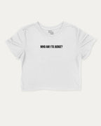 Who Am I To Judge graphic crop tee with funny and trendy slogan print, perfect for women_ casual looks or layering. Halloween Gift women cropped T shirt, Halloween crop tee, White crop t-shirt.
