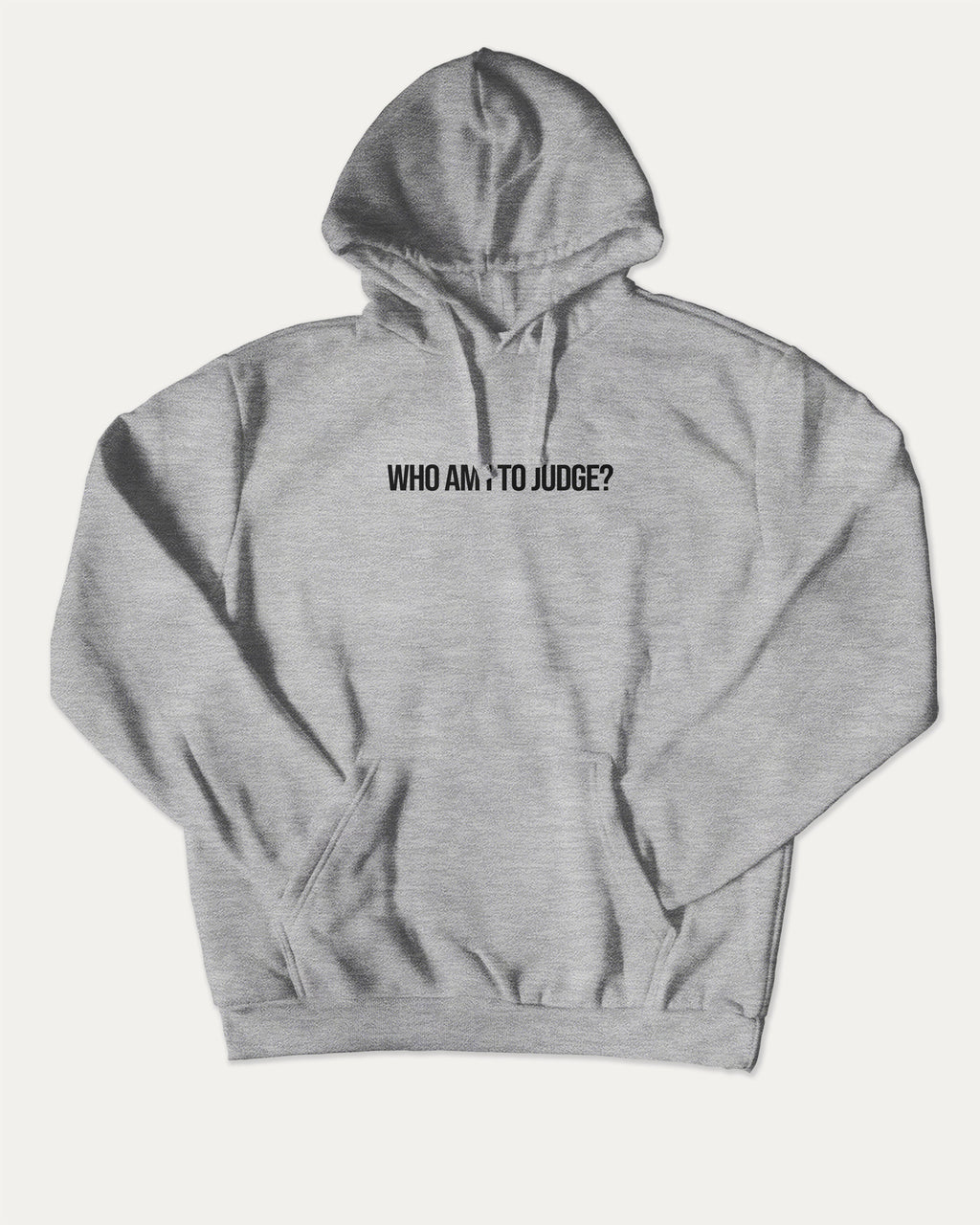 Who Am I To Judge graphic hoodie with funny and trendy artwork, casual streetwear with bold personality. Great for adults and gifting. Heather Grey hoodie.