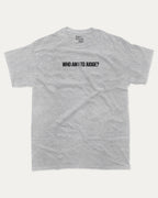 Who Am I To Judge graphic tee with bold and humorous print, funny and trendy graphic. Perfect for adults and gift-giving. Heather Grey shirt.