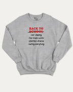 Back To School Not Sleeping pullover sweatshirt, perfect for adults. Students and teacher graphic pullover, comfy cold-weather wear, bold casual look. Heather Grey sweater