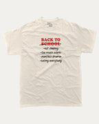 Back To School Not Sleeping graphic t-shirt, perfect for students and teacher. A must-have funny tee, trending meme shirt, unique gift idea. Cream.