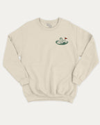 19Th Hole Happy Hour Club graphic sweatshirt with humor golf graphic, warm and cozy graphic for everyday wear. Perfect for adults and gift-giving. Natural pullover.