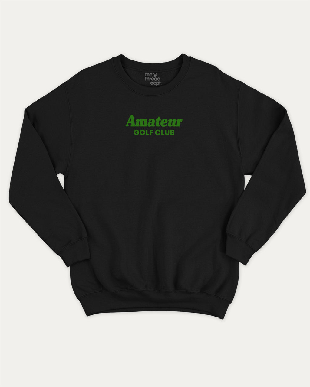 Amateur Golf Club graphic sweatshirt with bold and humorous print, Golf Graphic T shirt, Perfect Gift for Golf Lover,  warm and cozy graphic for everyday wear. Perfect for adults and gift-giving. Black pullover.