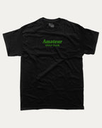 Amateur Golf Club graphic tee with bold and humorous print, Golf Graphic T shirt, Perfect Gift for Golf Lover,  funny and trendy graphic. Perfect for adults and gift-giving. Black shirt.