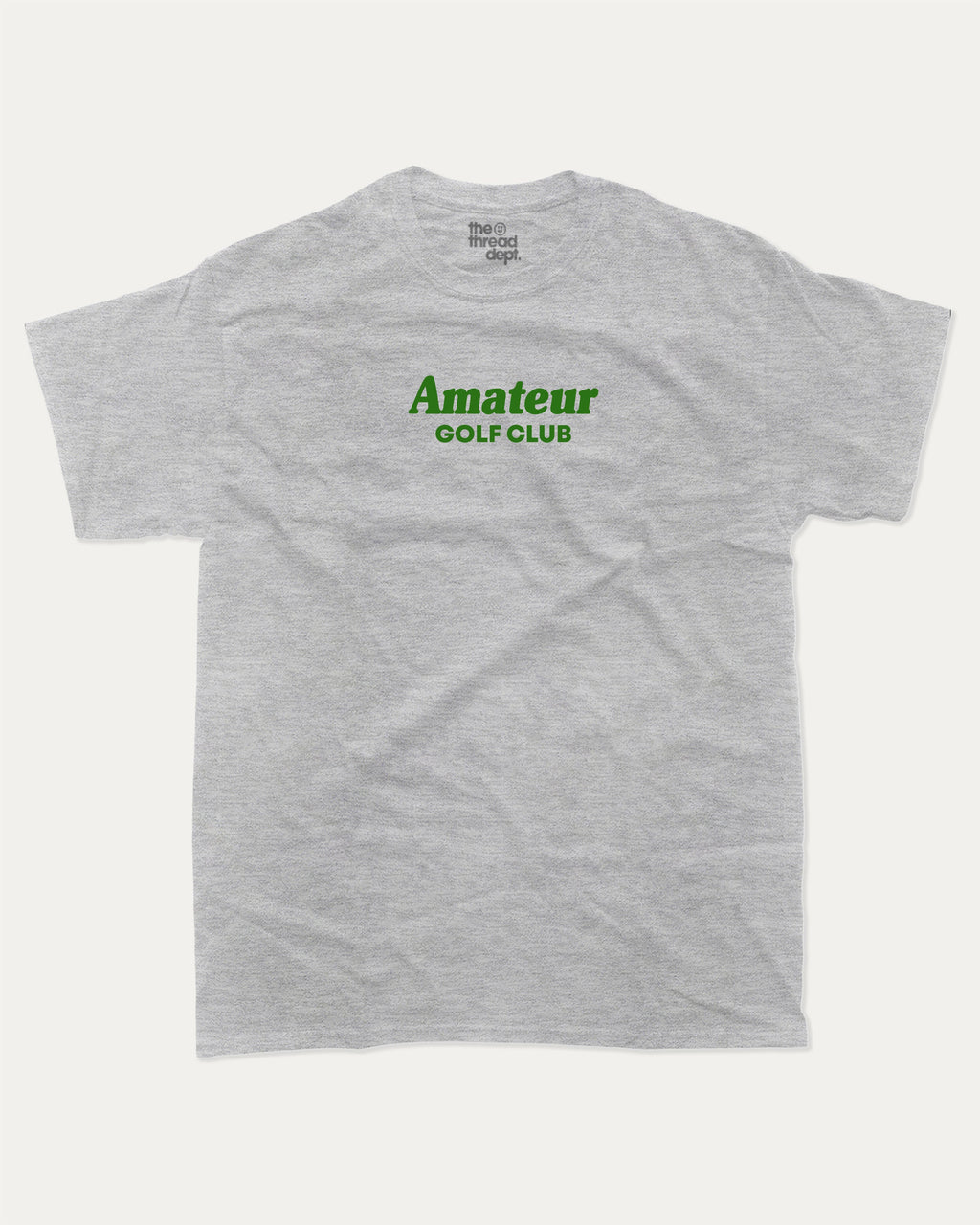Amateur Golf Club graphic tee with bold and humorous print, Golf Graphic T shirt, Perfect Gift for Golf Lover,  funny and trendy graphic. Perfect for adults and gift-giving. Heather Grey shirt.