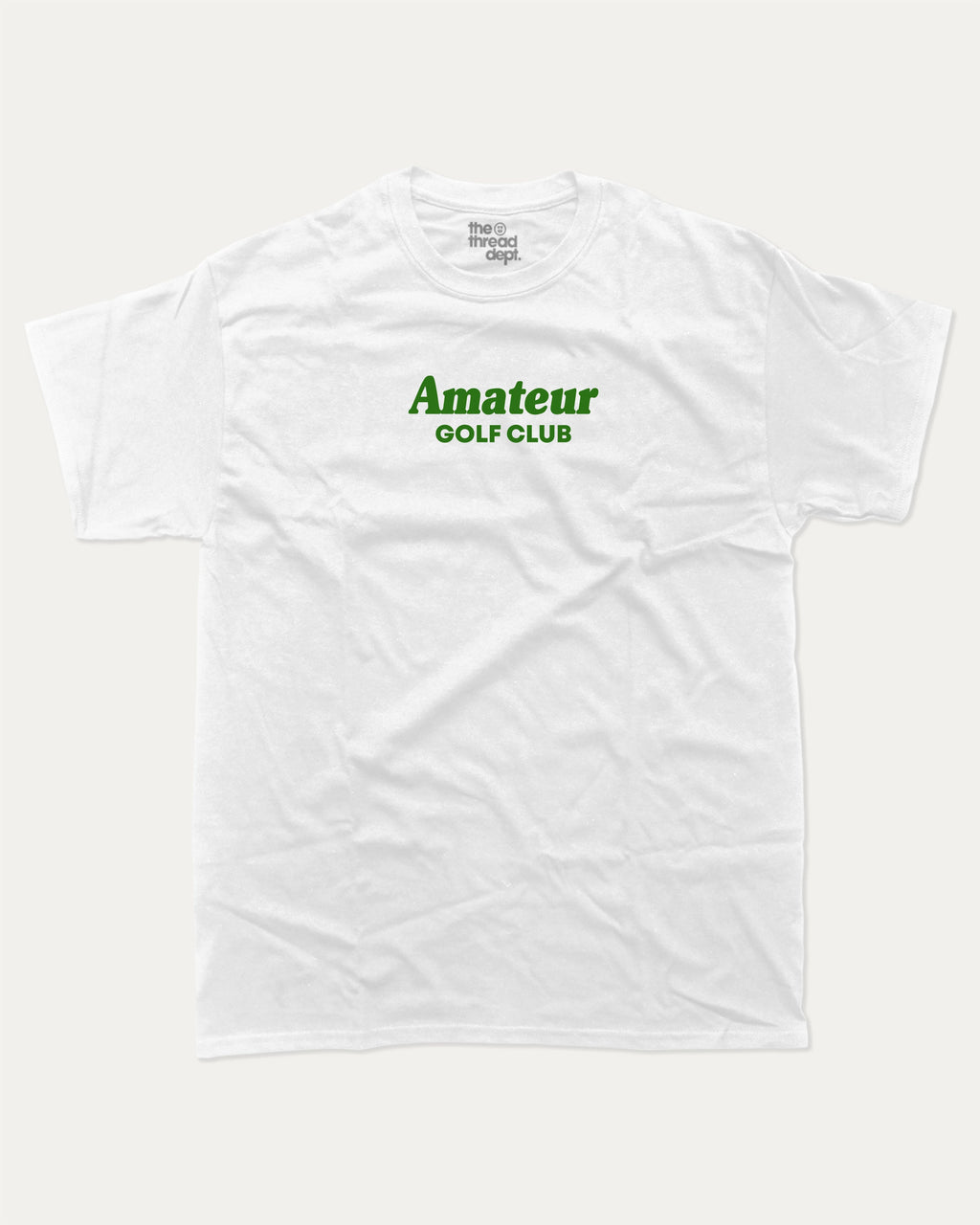 Amateur Golf Club graphic tee with bold and humorous print, Golf Graphic T shirt, Perfect Gift for Golf Lover,  funny and trendy graphic. Perfect for adults and gift-giving. White shirt.