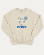Deuce graphic sweatshirt with bold and humorous print, Tennis Graphic T shirt, Tennis Lover T shirt, warm and cozy graphic for everyday wear. Perfect for adults and gift-giving. Natural pullover.