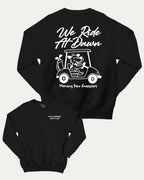 Dew Sweepers Golf Club graphic sweatshirt with funny golf saying print, warm and cozy graphic for everyday wear. Perfect for adults and gift-giving. Black pullover.