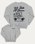 Dew Sweepers Golf Club graphic sweatshirt with funny golf saying print, warm and cozy graphic for everyday wear. Perfect for adults and gift-giving. Heather Grey pullover.