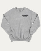 Dew Sweepers Golf Club graphic sweatshirt with funny golf saying print, warm and cozy graphic for everyday wear. Perfect for adults and gift-giving. Heather Grey pullover.