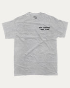 Dew Sweepers Golf Club graphic tee with funny golf saying print, funny and trendy golf graphic. Perfect for adults and gift-giving. Heather Grey shirt.