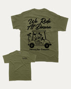 Dew Sweepers Golf Club graphic tee with funny golf saying print, funny and trendy golf graphic. Perfect for adults and gift-giving. Military Green shirt.