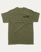 Dew Sweepers Golf Club graphic tee with funny golf saying print, funny and trendy golf graphic. Perfect for adults and gift-giving. Military Green shirt.