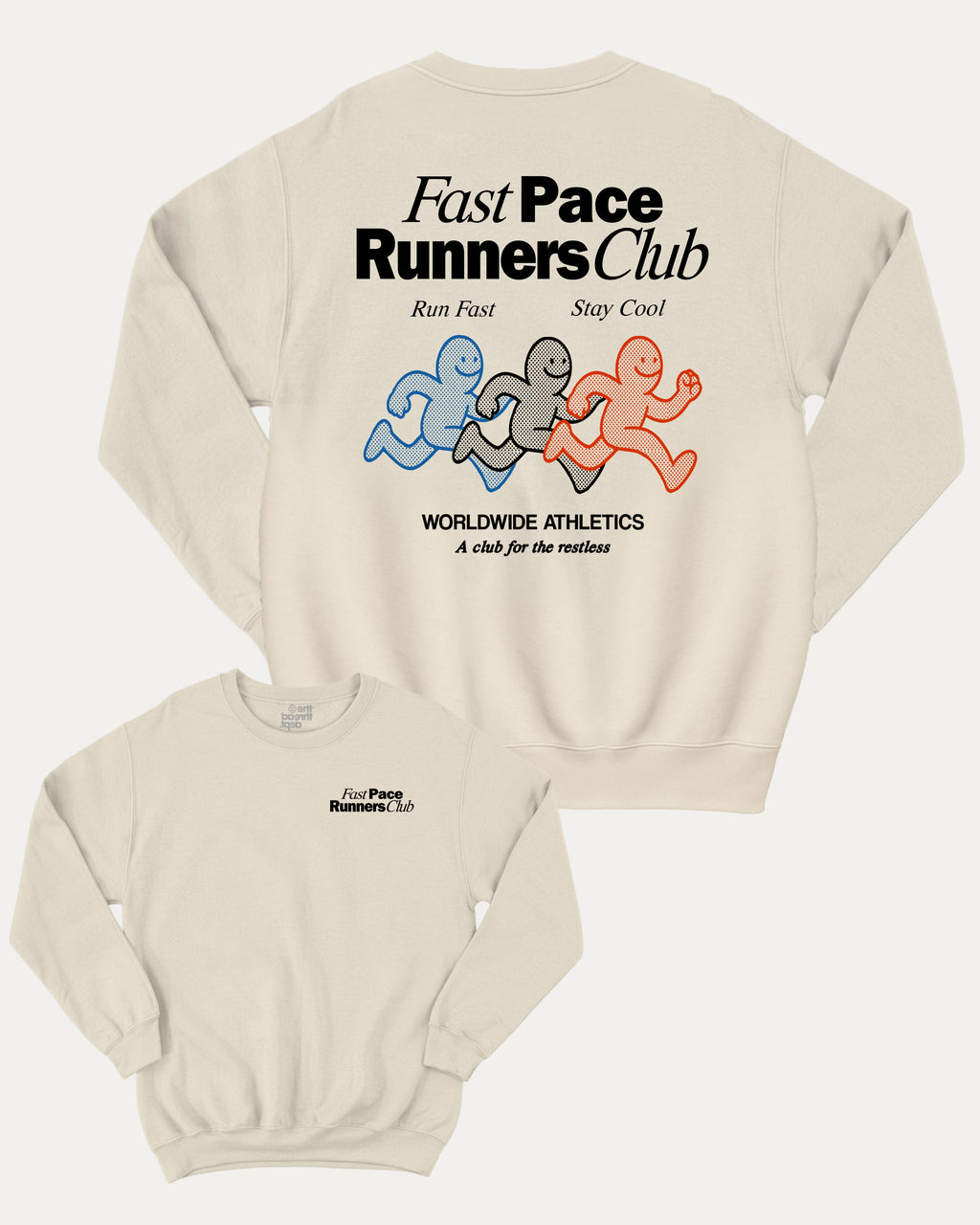 Fast Pace Runners Club graphic sweatshirt with bold and humorous print, Perfect Gift for Runners, Running Crew Graphic T shirt,  warm and cozy graphic for everyday wear. Perfect for adults and gift-giving. Natural pullover.