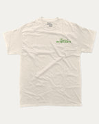 Happiest On The Courts graphic tee with retro tennis print, funny and trendy graphic. Perfect for adults and gift-giving. Cream shirt.