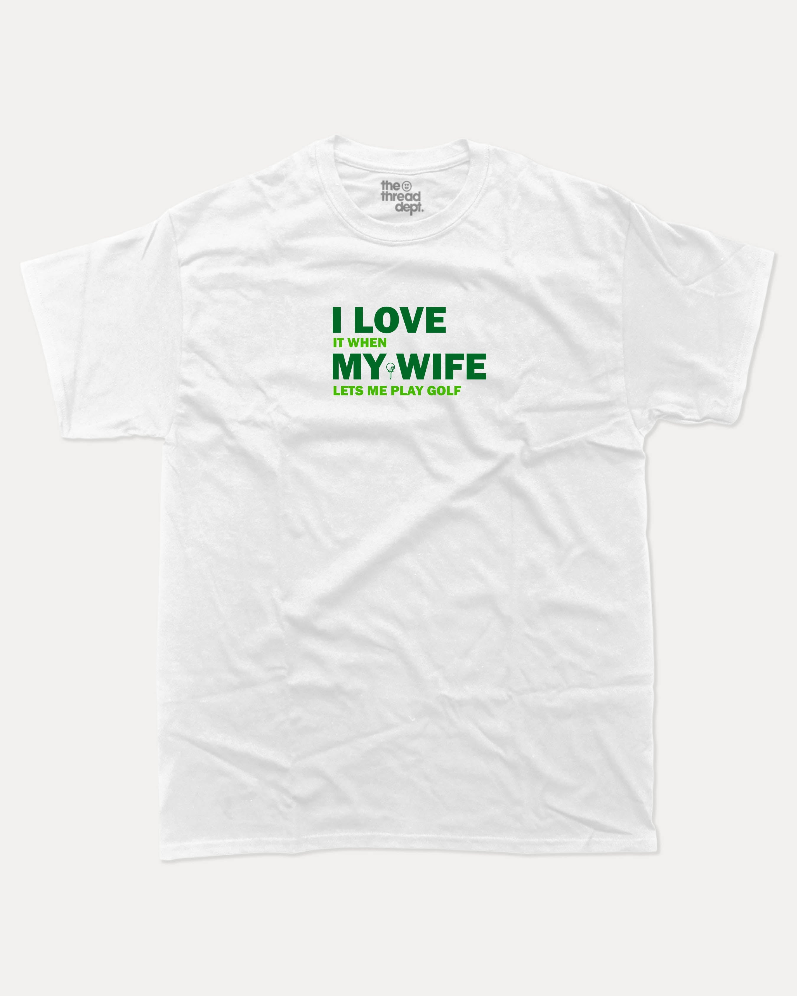 I Love My Wife graphic tee with bold and humorous print, funny and trendy graphic. Perfect for adults and gift-giving. White shirt.