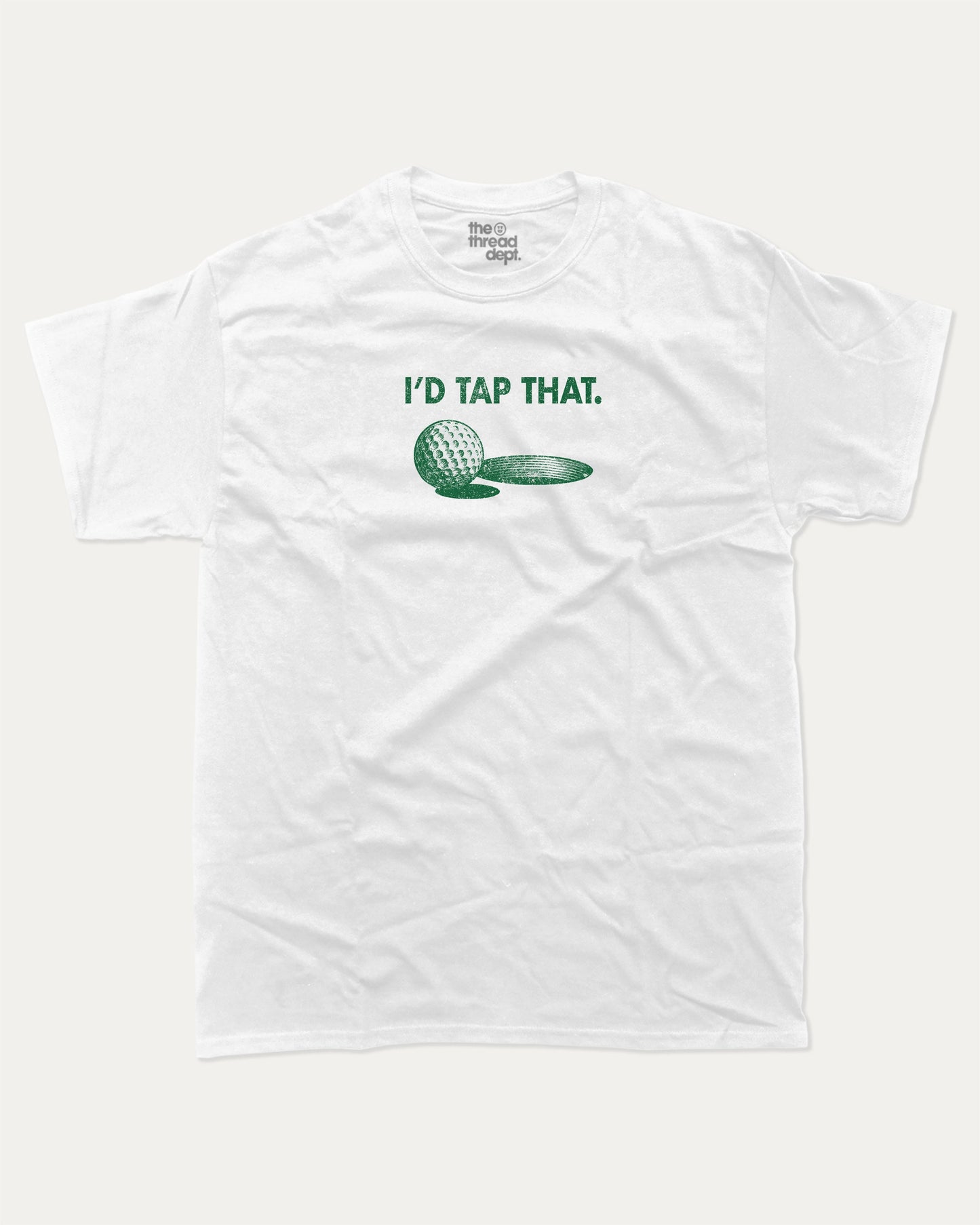 I'd Tap That graphic t-shirt, Sports T shirt, Funny Golf Graphic T shirt, Retro Golf T shirt, Vintage Golf Graphic T shirt, A must-have funny tee, trending meme shirt, unique gift idea. White.