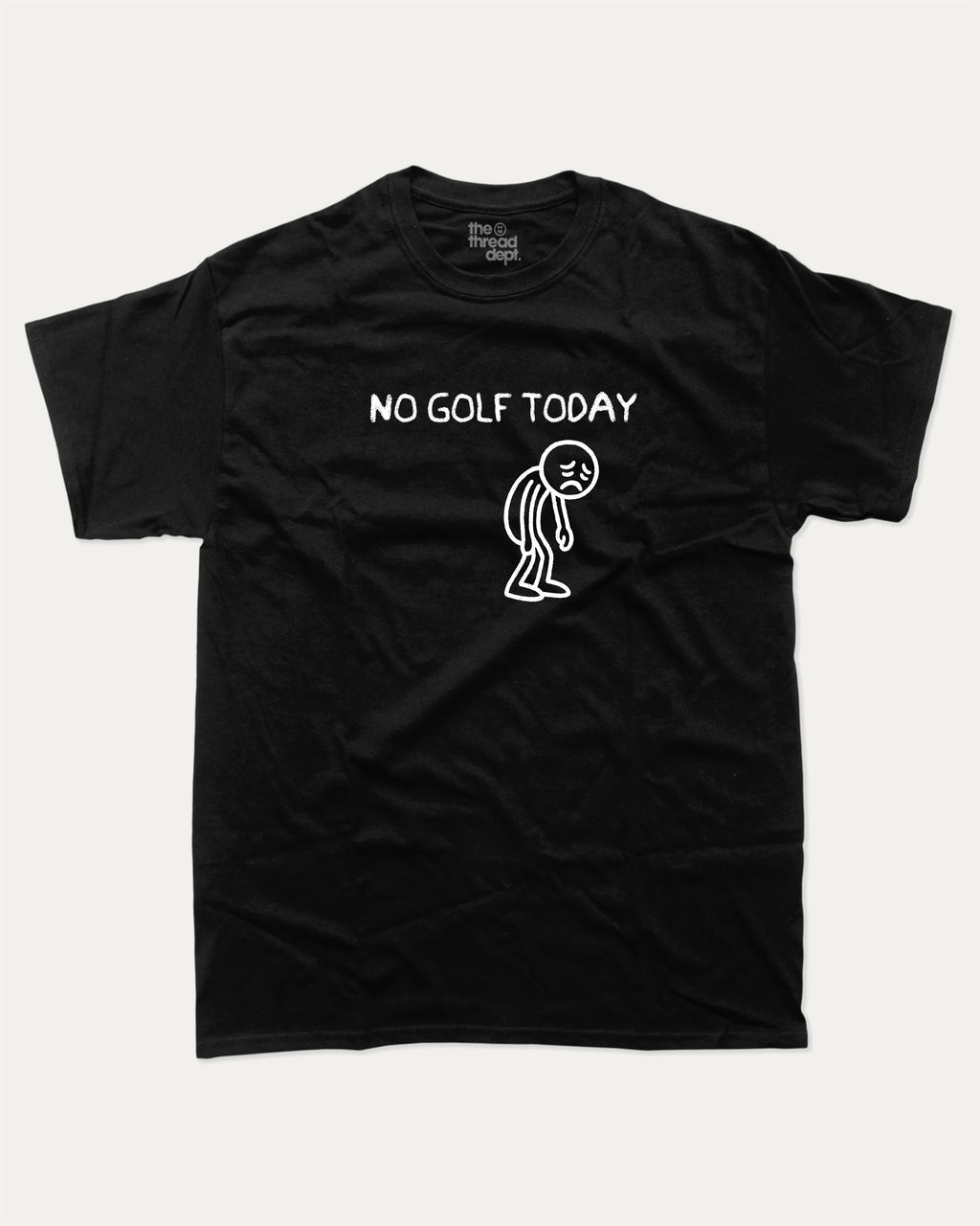 No Golf Today graphic tee with funny golf saying print, funny and trendy golf graphic. Perfect for adults and gift-giving. Black shirt.