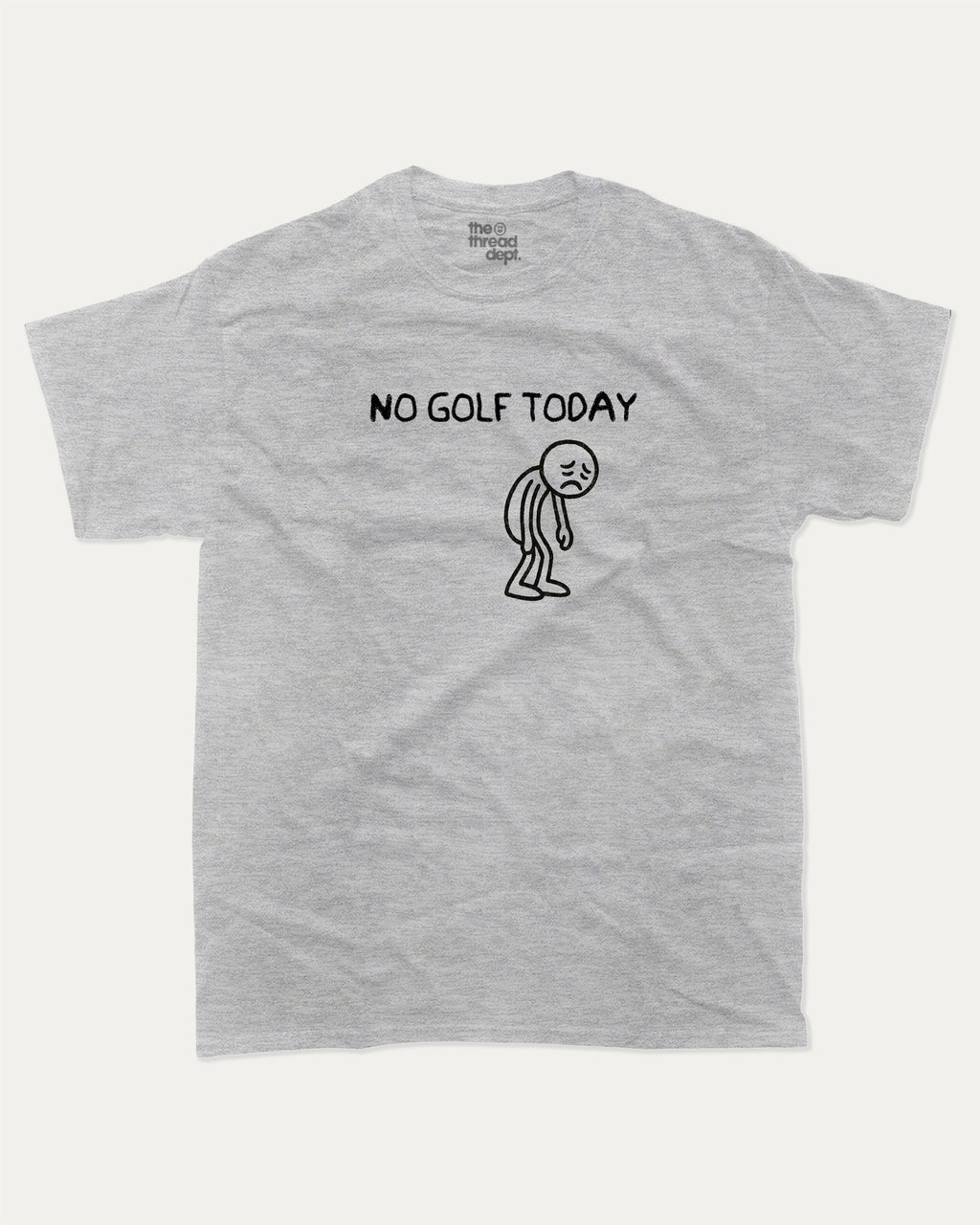 No Golf Today graphic tee with funny golf saying print, funny and trendy golf graphic. Perfect for adults and gift-giving. Heather Grey shirt.