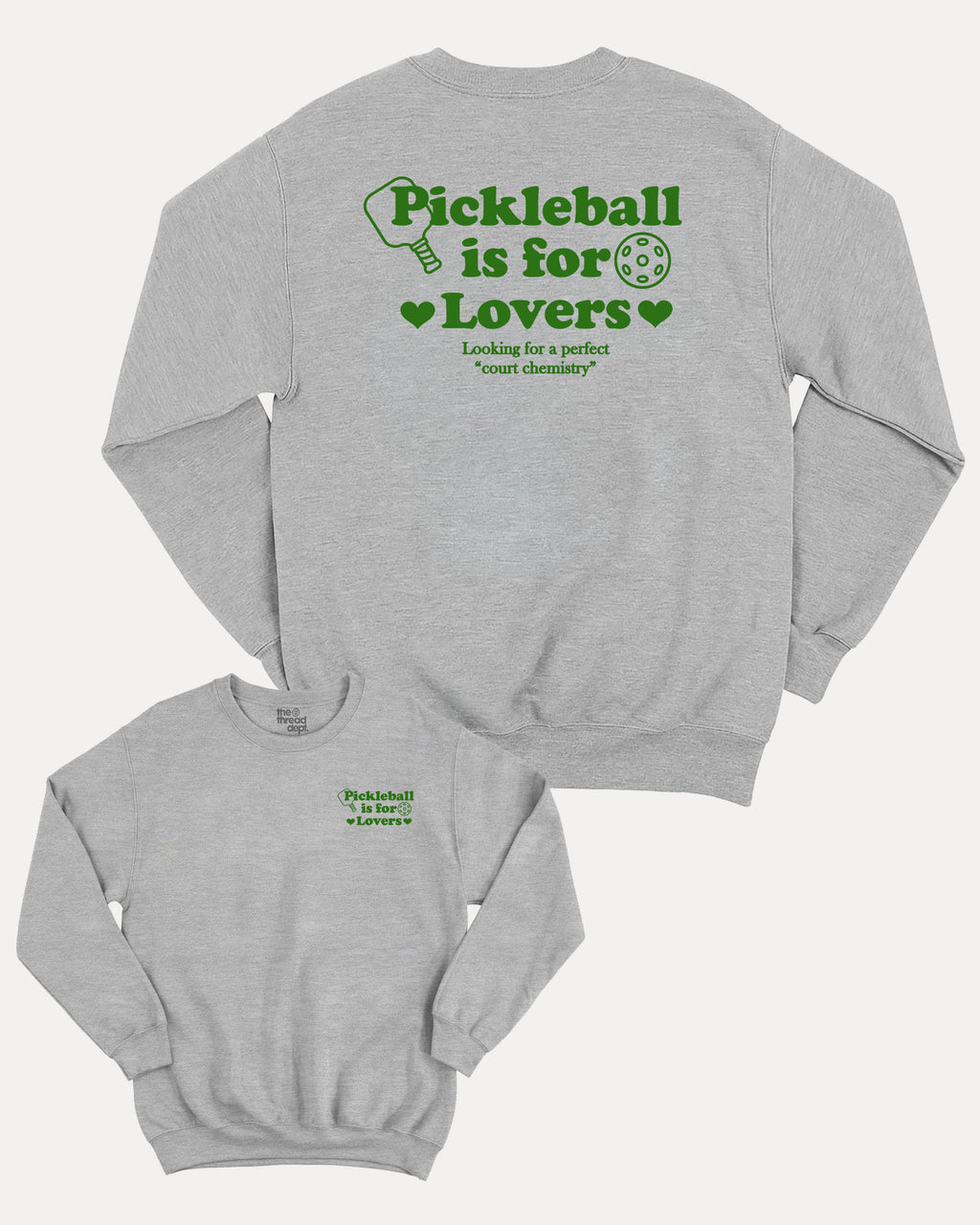 Pickleball is for lovers graphic sweatshirt with bold and humorous print, Pickleball Graphic apperal, Retro Inspired Pickle ball Graphic T shirt, warm and cozy graphic for everyday wear. Perfect for adults and gift-giving. Heather Grey pullover.