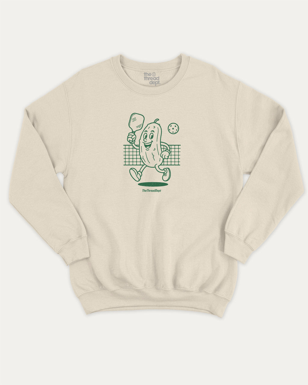 Pickleball Mascot graphic sweatshirt with bold and humorous print, Sports Graphic T shirt, Atheletic Graphic T shirt, warm and cozy graphic for everyday wear. Perfect for adults and gift-giving. Natural pullover.