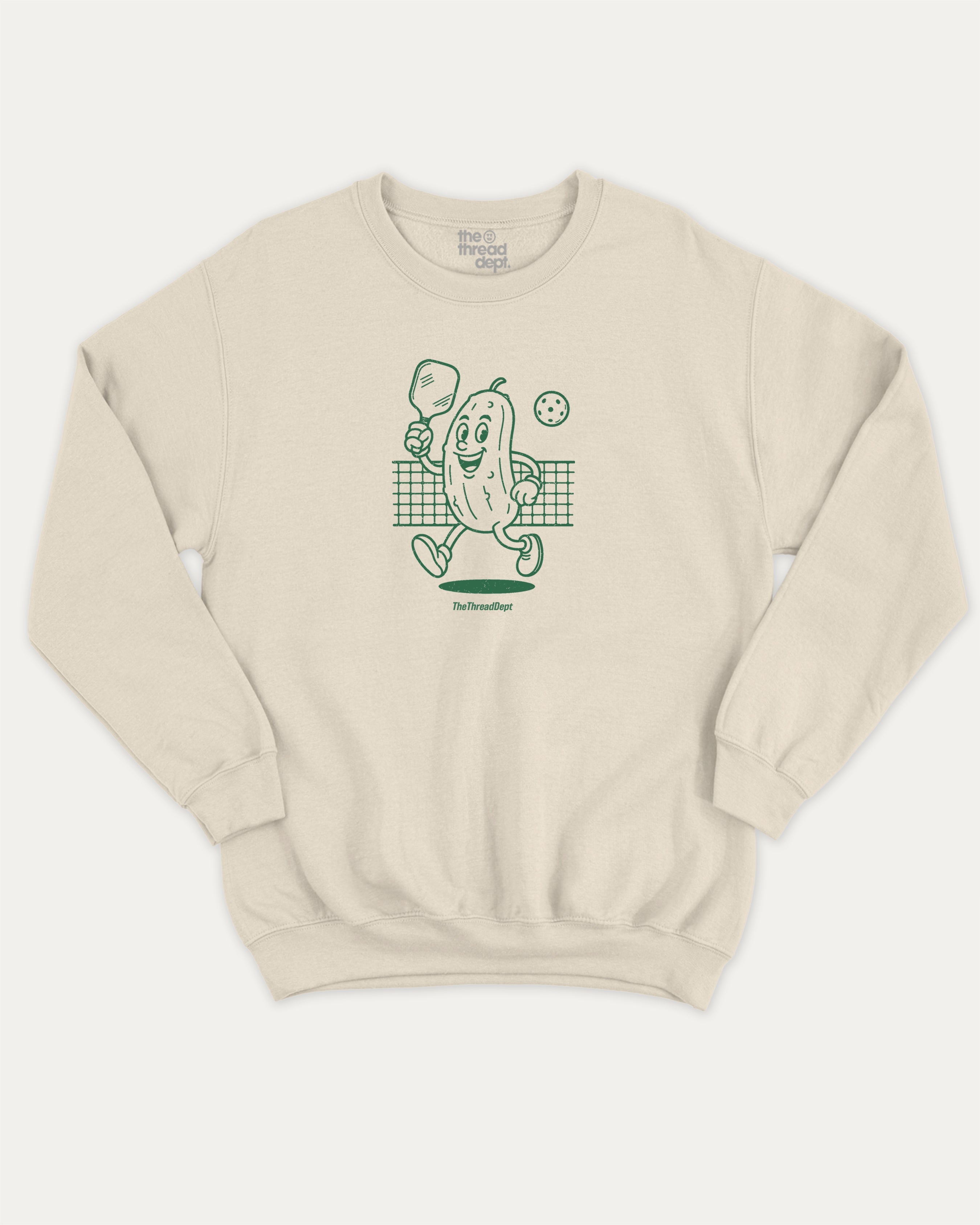 Pickleball Mascot graphic sweatshirt with bold and humorous print, Sports Graphic T shirt, Atheletic Graphic T shirt, warm and cozy graphic for everyday wear. Perfect for adults and gift-giving. Natural pullover.