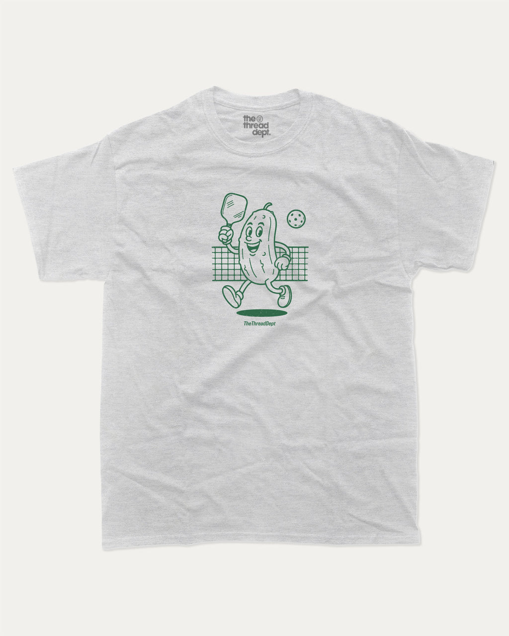 Pickleball Mascot graphic tee with bold and humorous print, Sports Graphic T shirt, Atheletic Graphic T shirt, funny and trendy graphic. Perfect for adults and gift-giving. Ash Grey shirt.