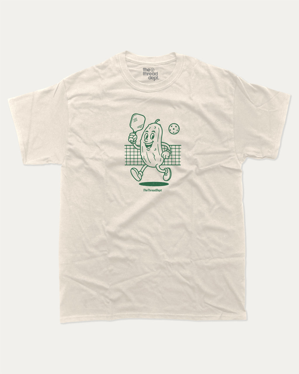 Pickleball Mascot graphic tee with bold and humorous print, Sports Graphic T shirt, Atheletic Graphic T shirt, funny and trendy graphic. Perfect for adults and gift-giving. Cream shirt.