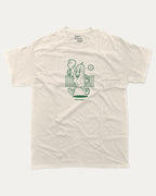Pickleball Mascot graphic tee with bold and humorous print, Sports Graphic T shirt, Atheletic Graphic T shirt, funny and trendy graphic. Perfect for adults and gift-giving. Cream shirt.