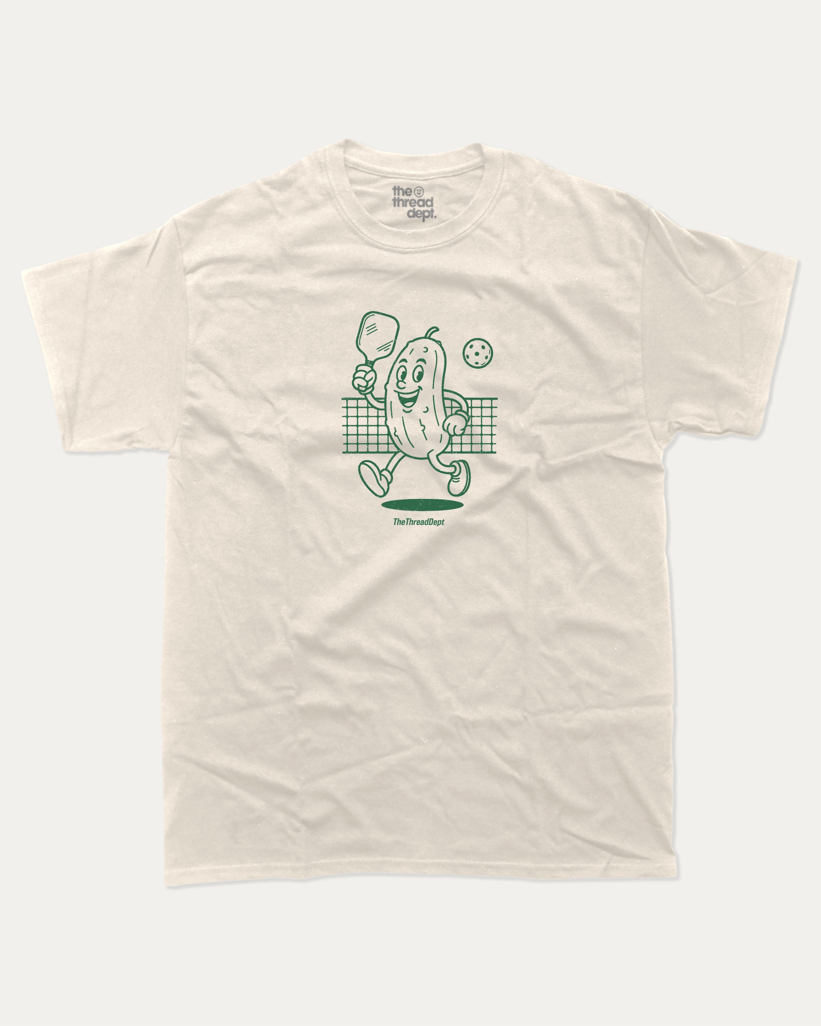 Pickleball Mascot graphic tee with bold and humorous print, Sports Graphic T shirt, Atheletic Graphic T shirt, funny and trendy graphic. Perfect for adults and gift-giving. Cream shirt.
