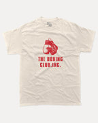 The Boxing Club graphic tee with bold and humorous print, Sports Graphic T shirt, Atheletic Graphic T shirt, funny and trendy graphic. Perfect for adults and gift-giving. Cream shirt.