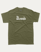 The golffather graphic tee with bold and humorous print, T shirt for Golf Lover, Golf Graphic T shirt, Perfect Gift for Golfer, funny and trendy graphic. Perfect for adults and gift-giving. Military Green shirt.