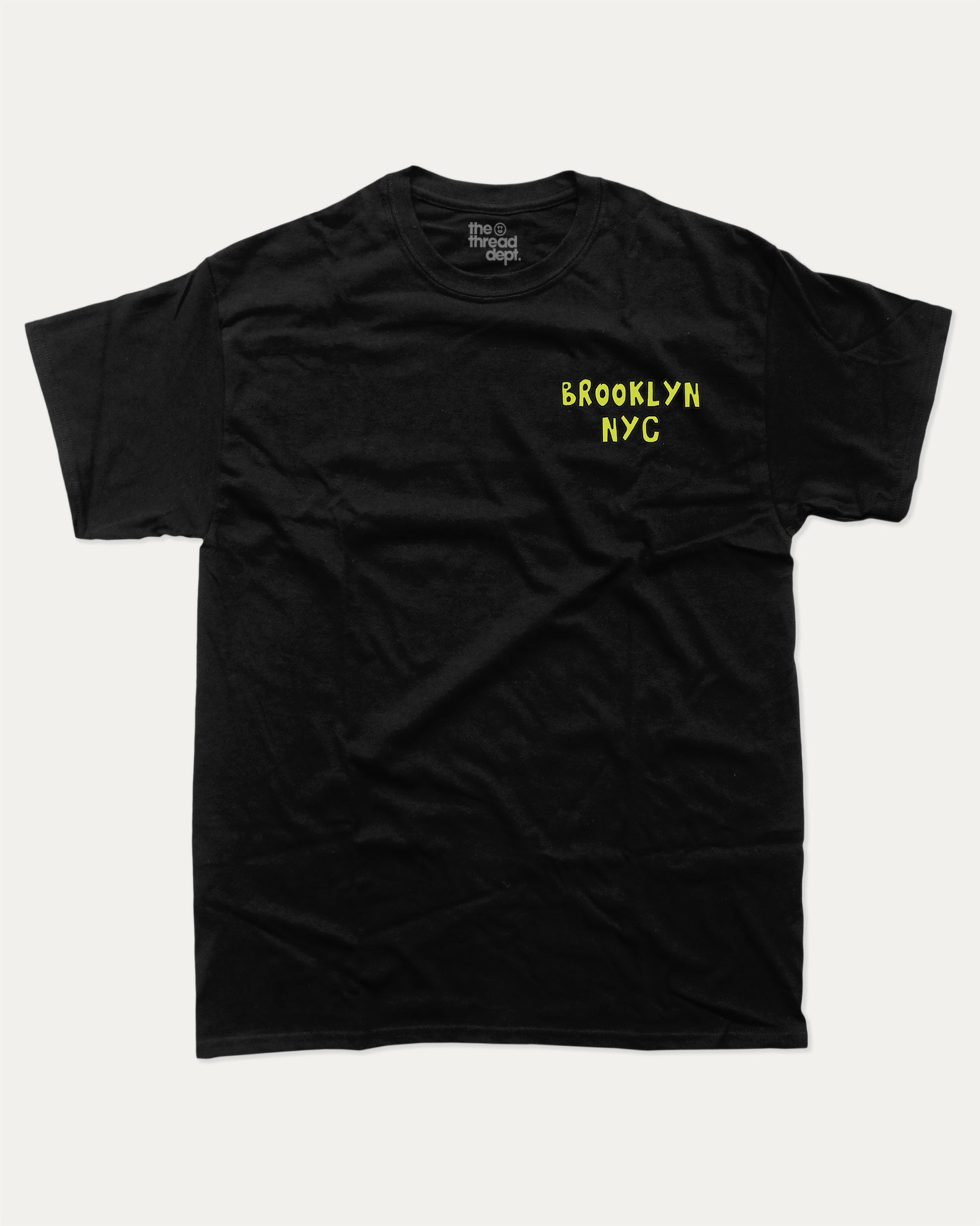 Brooklyn graphic tee with bold and humorous print, funny and trendy graphic. State T shirt, Local State Graphic Tees,Perfect for adults and gift-giving. Black shirt.