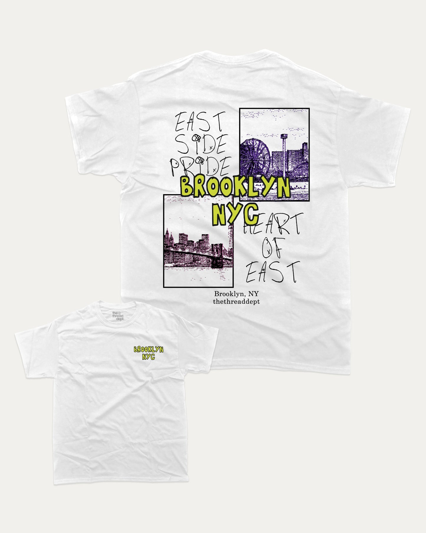Brooklyn graphic tee with bold and humorous print, funny and trendy graphic. State T shirt, Local State Graphic Tees,Perfect for adults and gift-giving. White shirt.