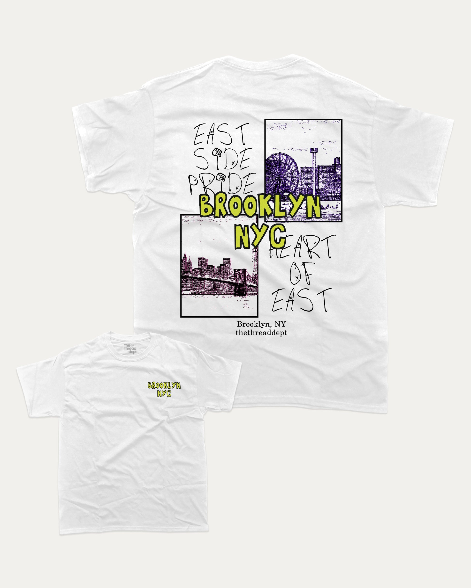 Brooklyn graphic tee with bold and humorous print, funny and trendy graphic. State T shirt, Local State Graphic Tees,Perfect for adults and gift-giving. White shirt.