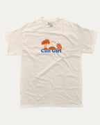 Cali Girl graphic tee with vintage california print, funny and trendy graphic. Perfect for adults and gift-giving. Cream shirt.