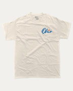 Good Days In Ohio graphic tee with bold and humorous print, funny and trendy graphic. Perfect for adults and gift-giving. Cream shirt.
