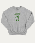 I love you California graphic sweatshirt with bold and humorous print, warm and cozy graphic for everyday wear. State Graphic T shirt, California Graphic T shirt, perfect gift for california lover,  Perfect for adults and gift-giving. Heather Grey pullover.
