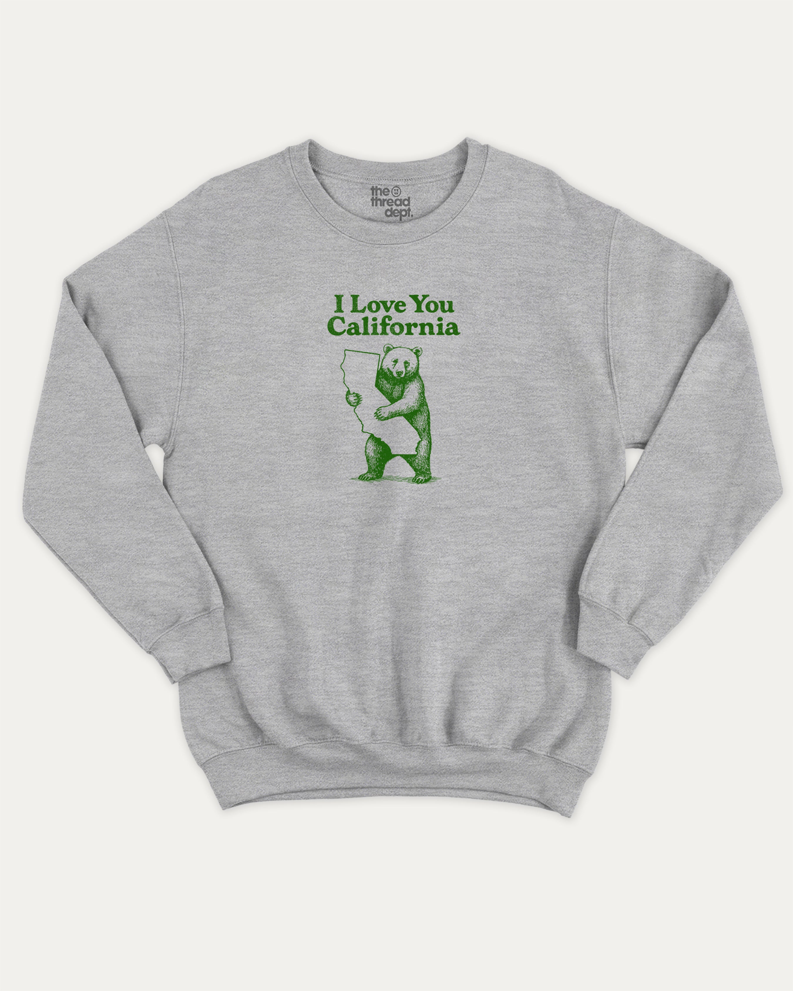 I love you California graphic sweatshirt with bold and humorous print, warm and cozy graphic for everyday wear. State Graphic T shirt, California Graphic T shirt, perfect gift for california lover,  Perfect for adults and gift-giving. Heather Grey pullover.