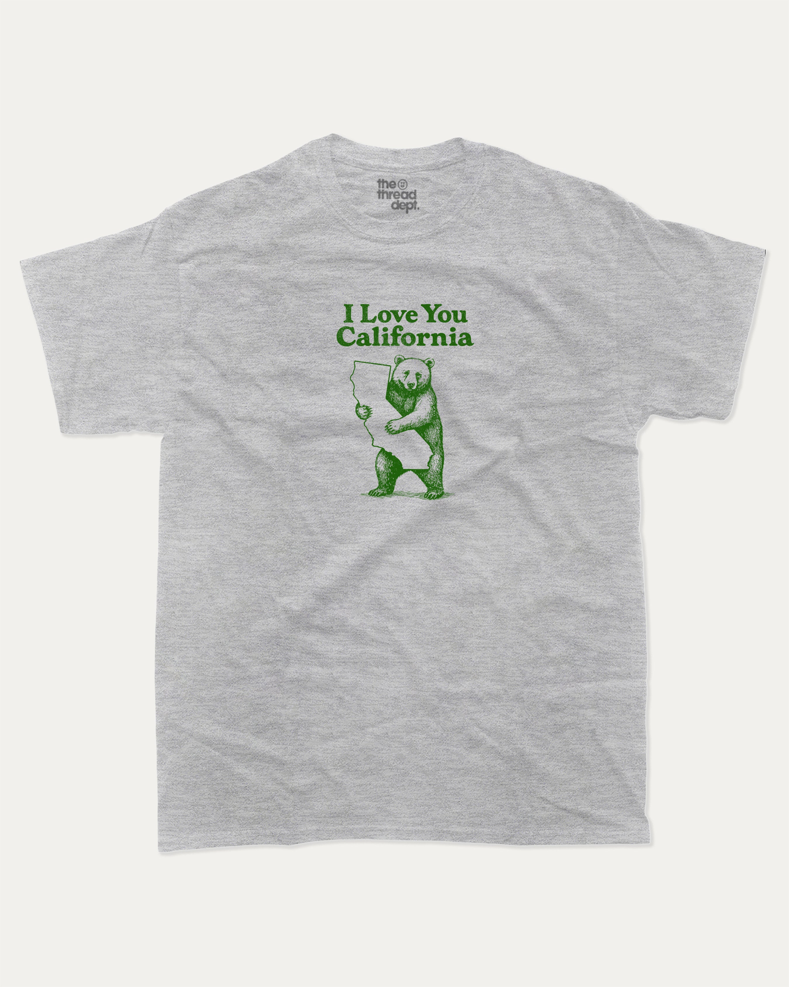 I love you California graphic tee with bold and humorous print, funny and trendy graphic. State Graphic T shirt, California Graphic T shirt, perfect gift for california lover,  Perfect for adults and gift-giving. Heather Grey shirt.
