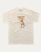 I Love You Texas graphic tee with bold and humorous print, funny and trendy graphic. Funny Texas Graphic T shirt, Perfect gift for people live in Texas, Texas Lover,  Perfect for adults and gift-giving. Cream shirt.